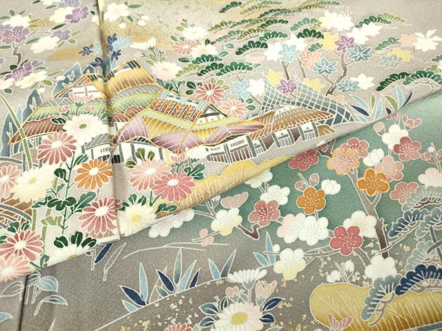 平和屋着物●豪華色留袖　駒刺繍　作家物　茶屋辻風景文　暈し染め　正絹　逸品　未使用　DABC3214az