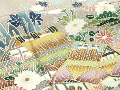平和屋着物●豪華色留袖　駒刺繍　作家物　茶屋辻風景文　暈し染め　正絹　逸品　未使用　DABC3214az