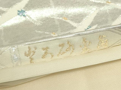 平和屋着物▼六通柄袋帯　飛鶴松文　砂金箔　金銀糸　正絹　逸品　DABC3230az