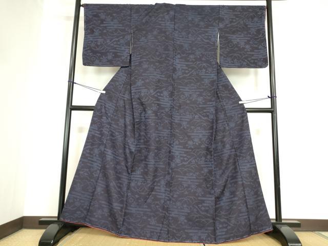 平和屋着物●結城紬　霞芝文　正絹　逸品　未使用　DABC3235az