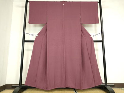 平和屋着物●上質な色無地　暗紅色　正絹　逸品　DABC3240az