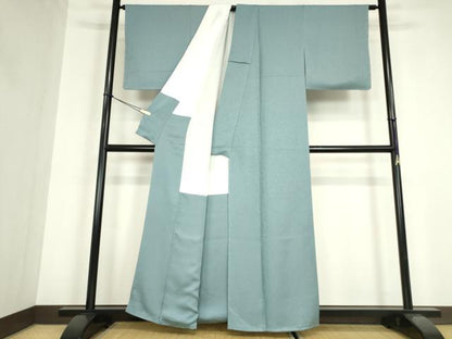 平和屋着物●上質な色無地　草花地紋　秘色色　正絹　逸品　未使用　DABC3241az