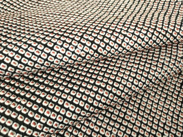 平和屋着物●大変加工の良い総絞り小紋　黒地　正絹　逸品　DABC3244az