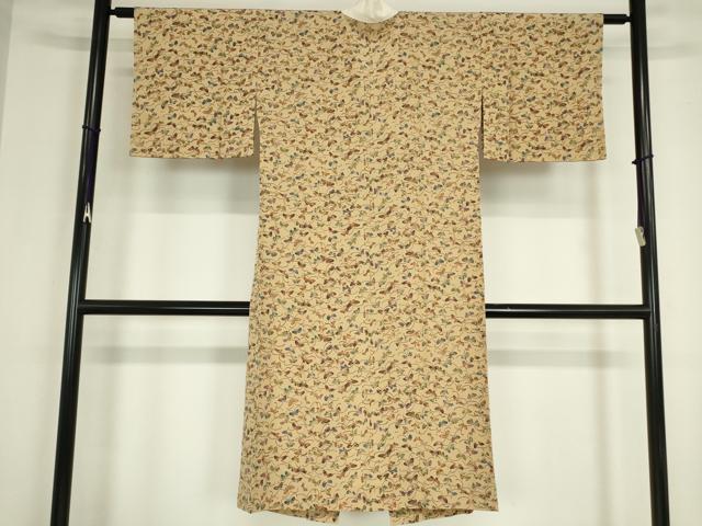 平和屋着物●長襦袢　無双仕立て　舞蝶文　型染　正絹　逸品　DABC3260az
