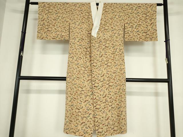 平和屋着物●長襦袢　無双仕立て　舞蝶文　型染　正絹　逸品　DABC3260az