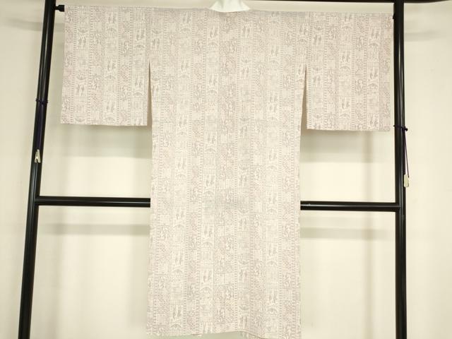 平和屋着物●長襦袢　無双仕立て　壁画人物文　正絹　逸品　DABC3262az