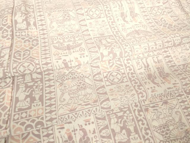 平和屋着物●長襦袢　無双仕立て　壁画人物文　正絹　逸品　DABC3262az