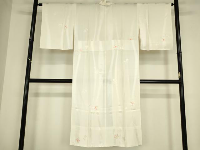 平和屋着物●長襦袢　無双仕立て　花万葉　小松ちりめん　絞り　舞花文　反端付き　正絹　逸品　DABC3264az