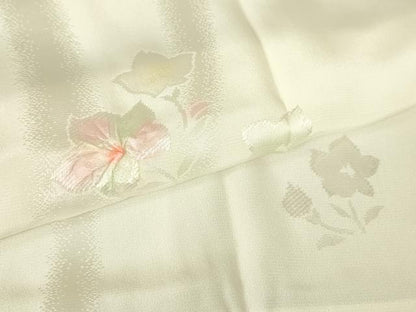 平和屋着物●長襦袢　無双仕立て　花万葉　小松ちりめん　絞り　舞花文　反端付き　正絹　逸品　DABC3264az