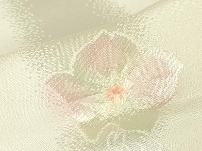 平和屋着物●長襦袢　無双仕立て　花万葉　小松ちりめん　絞り　舞花文　反端付き　正絹　逸品　DABC3264az