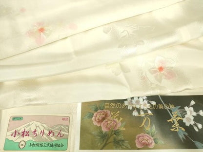 平和屋着物●長襦袢　無双仕立て　花万葉　小松ちりめん　絞り　舞花文　反端付き　正絹　逸品　DABC3264az