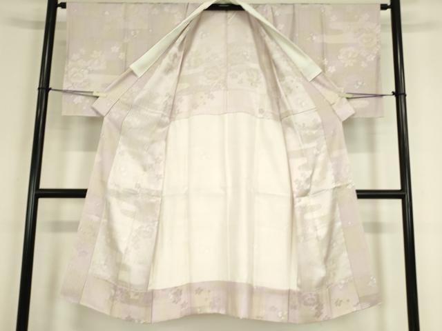 平和屋着物●長襦袢　無双仕立て　花のリリック　市松牡丹文　反端付き　正絹　逸品　未使用　DABC3268az