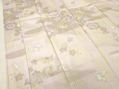 平和屋着物●長襦袢　無双仕立て　花のリリック　市松牡丹文　反端付き　正絹　逸品　未使用　DABC3268az