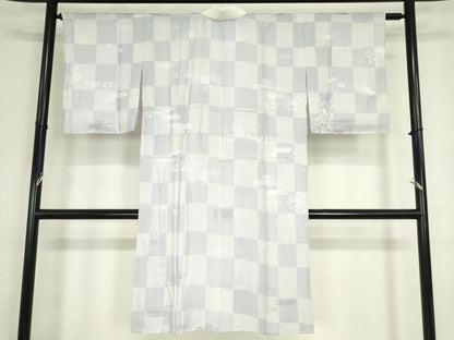 平和屋着物●長襦袢　単衣　市松花文　正絹　逸品　DABC3271az