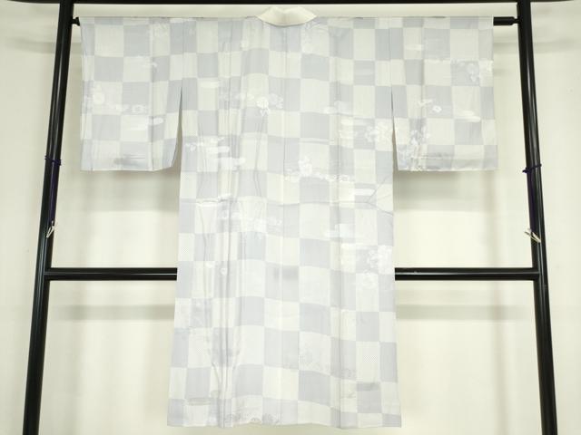 平和屋着物●長襦袢　単衣　市松花文　正絹　逸品　DABC3271az