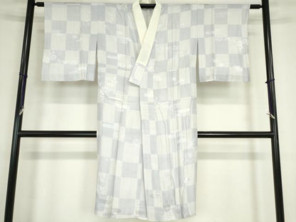 平和屋着物●長襦袢　単衣　市松花文　正絹　逸品　DABC3271az