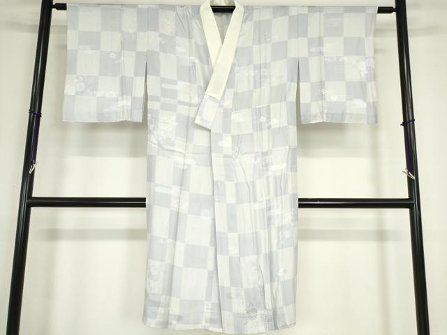 平和屋着物●長襦袢　単衣　市松花文　正絹　逸品　DABC3271az