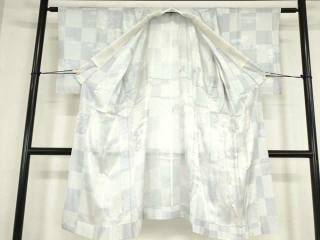 平和屋着物●長襦袢　単衣　市松花文　正絹　逸品　DABC3271az