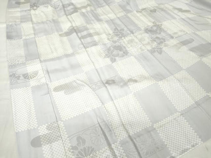 平和屋着物●長襦袢　単衣　市松花文　正絹　逸品　DABC3271az