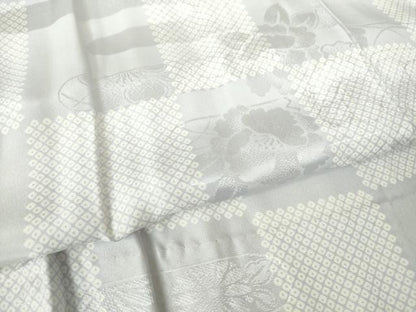 平和屋着物●長襦袢　単衣　市松花文　正絹　逸品　DABC3271az