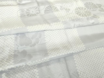 平和屋着物●長襦袢　単衣　市松花文　正絹　逸品　DABC3271az