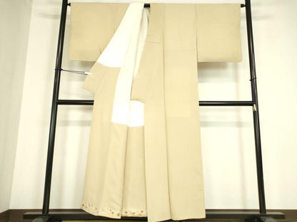 平和屋着物●上質な色無地　丁子色　正絹　逸品　DABC3280az