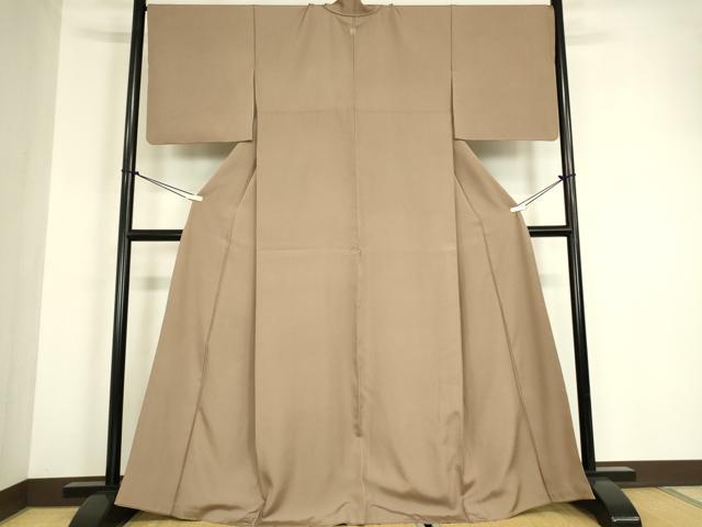 平和屋着物●上質な色無地　白茶色　正絹　逸品　DABC3282az