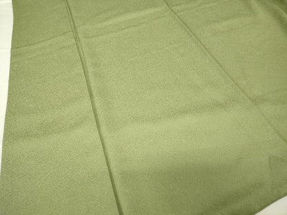 平和屋着物●上質な色無地　霞地紋　山葵色　鈴乃屋扱い　正絹　逸品　DABC3284az
