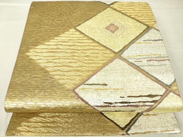 平和屋着物▼六通柄袋帯 武田菱取七宝文 金銀糸 正絹 逸品 DABC3312az