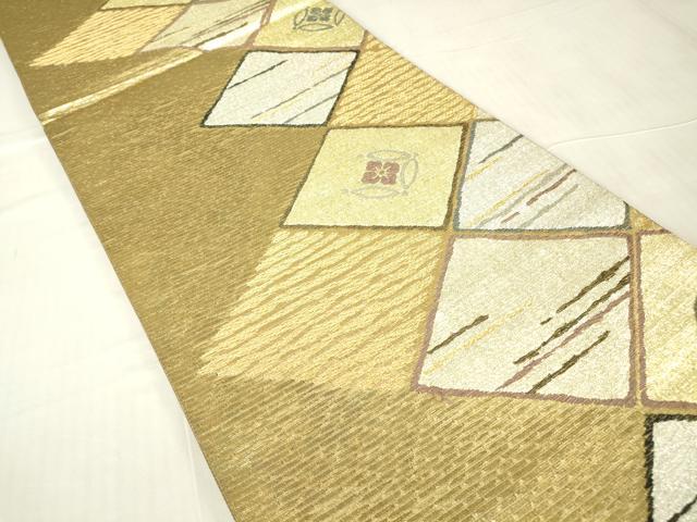 平和屋着物▼六通柄袋帯 武田菱取七宝文 金銀糸 正絹 逸品 DABC3312az