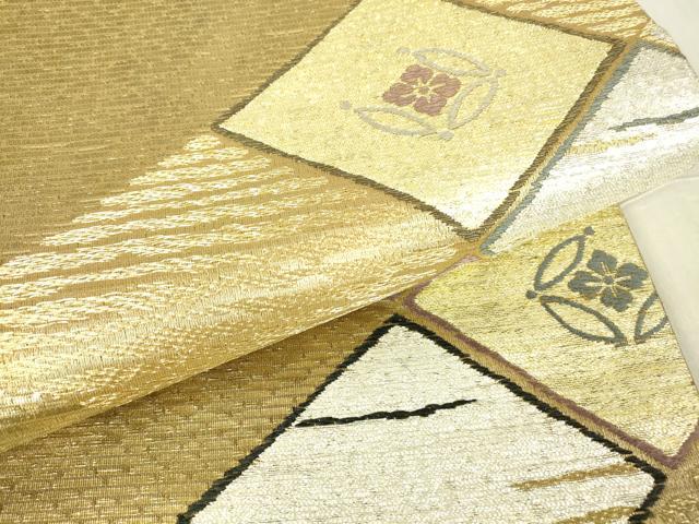 平和屋着物▼六通柄袋帯 武田菱取七宝文 金銀糸 正絹 逸品 DABC3312az