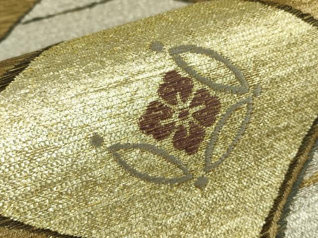 平和屋着物▼六通柄袋帯 武田菱取七宝文 金銀糸 正絹 逸品 DABC3312az