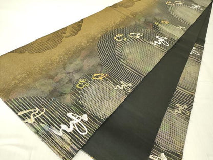 平和屋着物▼六通柄袋帯 雪月花 金銀糸 引箔 正絹 逸品 DABC3361az