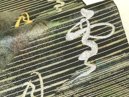 平和屋着物▼六通柄袋帯 雪月花 金銀糸 引箔 正絹 逸品 DABC3361az