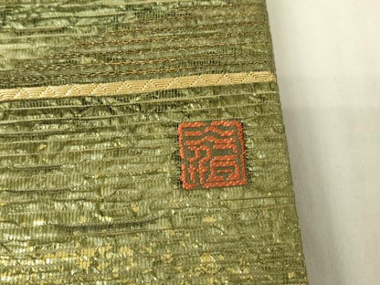 平和屋着物▼六通柄袋帯 作家物 織成箔 霞文 金彩 正絹 逸品 DABC3362az
