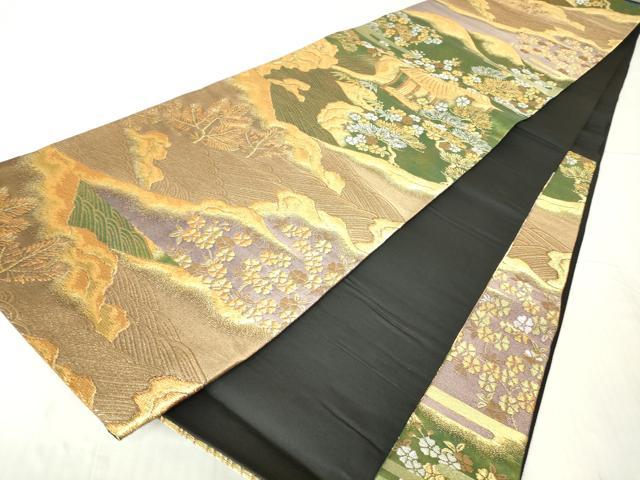 平和屋着物▼六通柄袋帯 茶屋辻風景松文 金銀糸 正絹 逸品 DABC3375az