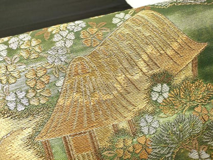 平和屋着物▼六通柄袋帯 茶屋辻風景松文 金銀糸 正絹 逸品 DABC3375az