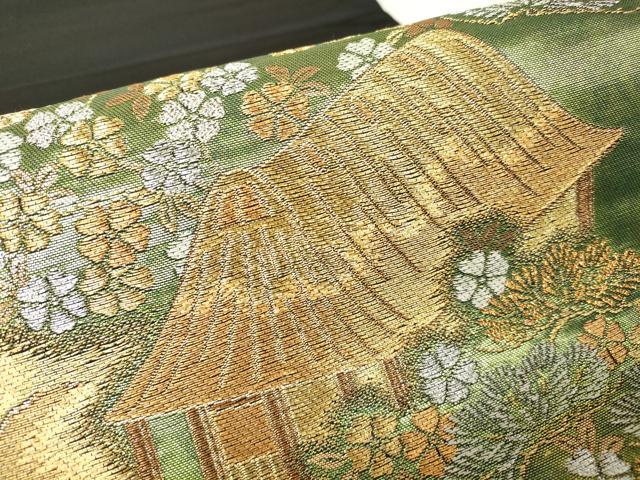 平和屋着物▼六通柄袋帯 茶屋辻風景松文 金銀糸 正絹 逸品 DABC3375az