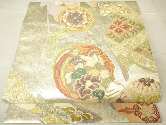 平和屋着物▼六通柄袋帯 綾緯呂 金糸 引箔 正絹 逸品 DABC3387az
