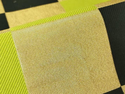 平和屋着物▼両面　六通柄袋帯　市松文　金糸　正絹　逸品　DABC3404az