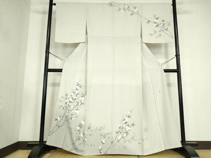 平和屋着物●訪問着　友禅　作家物　枝花文　正絹　逸品　DABC3405az