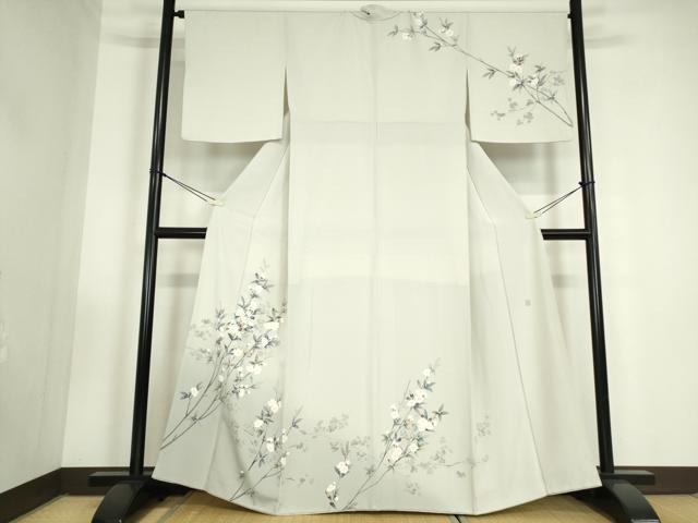 平和屋着物●訪問着　友禅　作家物　枝花文　正絹　逸品　DABC3405az