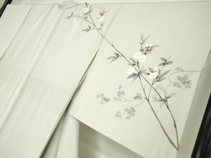平和屋着物●訪問着　友禅　作家物　枝花文　正絹　逸品　DABC3405az