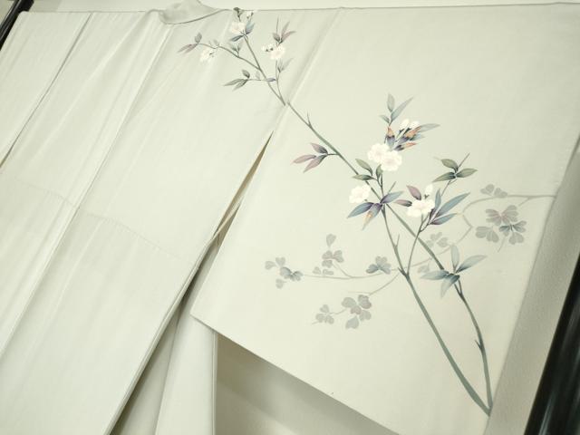 平和屋着物●訪問着　友禅　作家物　枝花文　正絹　逸品　DABC3405az