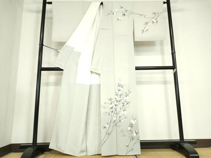 平和屋着物●訪問着　友禅　作家物　枝花文　正絹　逸品　DABC3405az