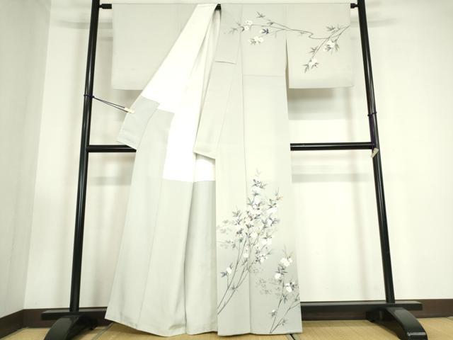 平和屋着物●訪問着　友禅　作家物　枝花文　正絹　逸品　DABC3405az