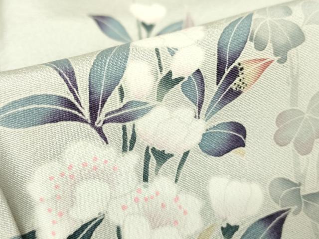 平和屋着物●訪問着　友禅　作家物　枝花文　正絹　逸品　DABC3405az
