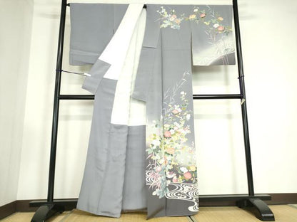 平和屋着物●訪問着　友禅　作家物　鴛鴦花文　暈し染め　正絹　逸品　DABC3406az
