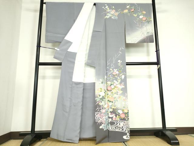 平和屋着物●訪問着　友禅　作家物　鴛鴦花文　暈し染め　正絹　逸品　DABC3406az