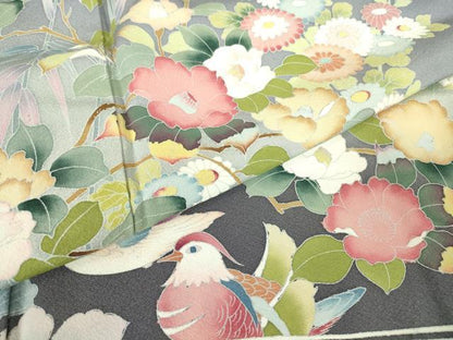 平和屋着物●訪問着　友禅　作家物　鴛鴦花文　暈し染め　正絹　逸品　DABC3406az